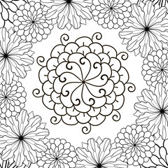 Fototapeta premium Flower Black And White Coloring Page