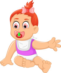 cute baby girl cartoon waving