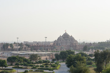 Fototapeta na wymiar Akshardham or Swaminarayan Akshardham complex is a Hindu mandir, and a spiritual-cultural campus in New Delhi, India