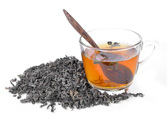 cup of tea on white background