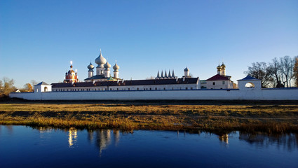 Fototapeta premium Panorama of the Tikhvin Dormition monastery 