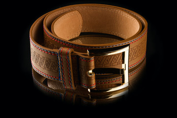 new stylish brown leather men's belt