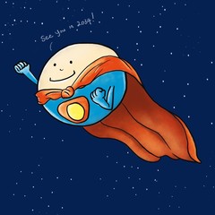 Supermoon Super Moon Cartoon Drawing Artwork Illustration © Vinsintus
