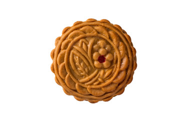 Mid-Autumn festival moon cake isolated on white background