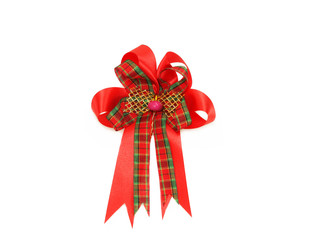Christmas ribbon decoration. Isolated on a white background.