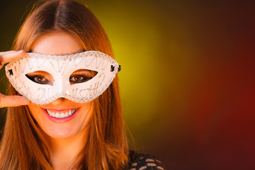 Sensual woman with carnival mask.