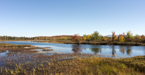 Naklejka na ściany i meble river landscape in the Adirondacks in New York in the fall