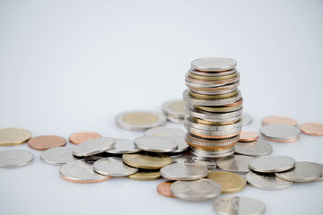 business finance. save money for investment concept coins