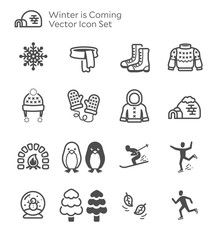 Winter is coming vector icon set