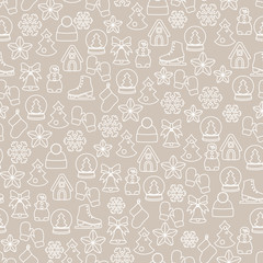 Stock vector pattern of winter and Christmas elements