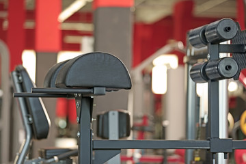 Training apparatus in modern gym, closeup