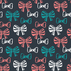 Fototapeta premium Seamless pattern with hand drawn sketch bows.