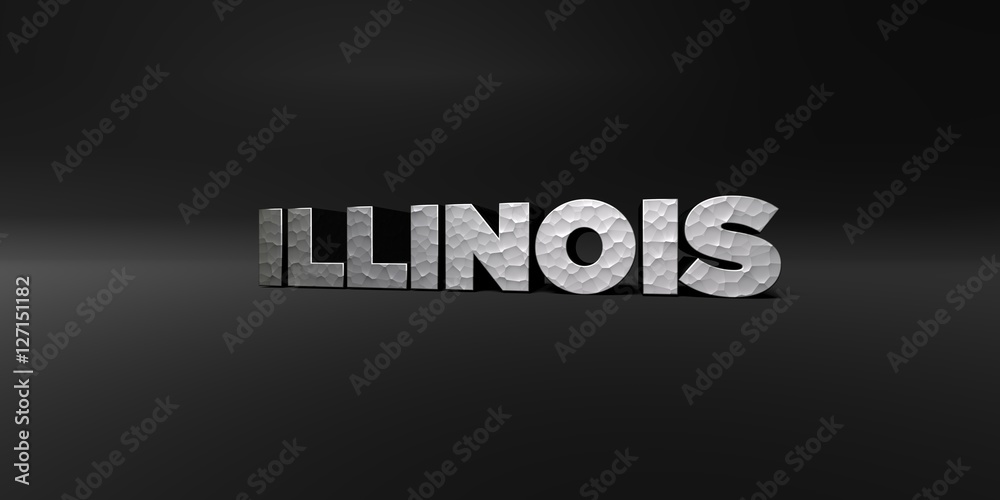 Fototapete illinois - hammered metal finish text on black studio - 3d rendered royalty free stock photo. this i