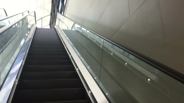 modern escalator in shopping center.
