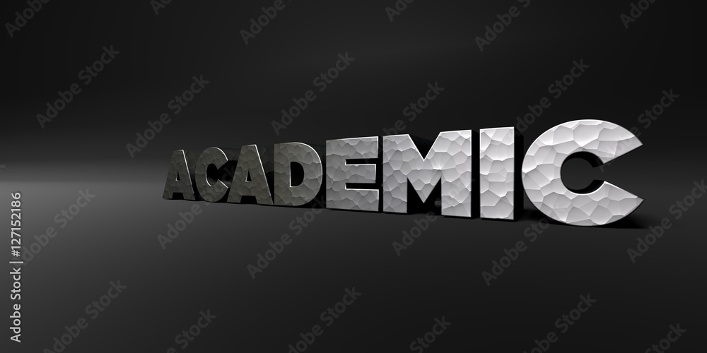 Fototapete academic - hammered metal finish text on black studio - 3d rendered royalty free stock photo. this i
