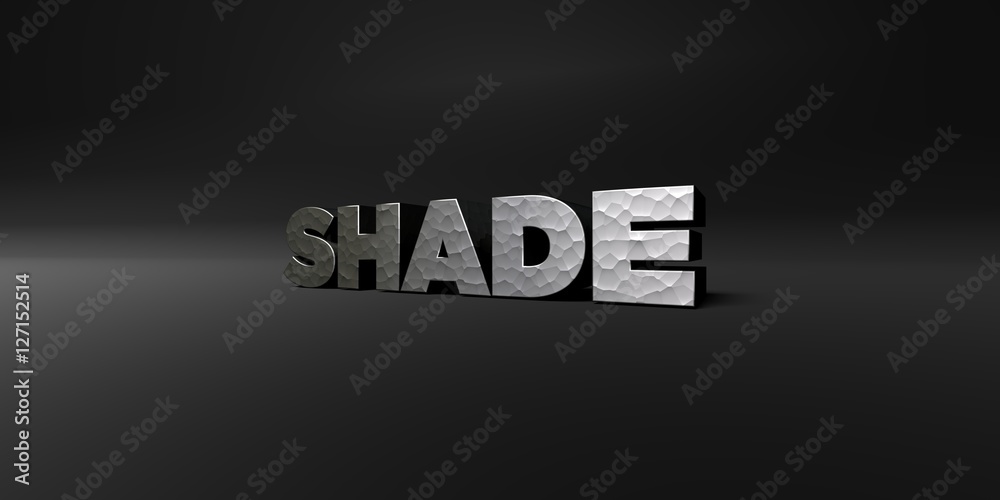 Fototapete shade - hammered metal finish text on black studio - 3d rendered royalty free stock photo. this imag