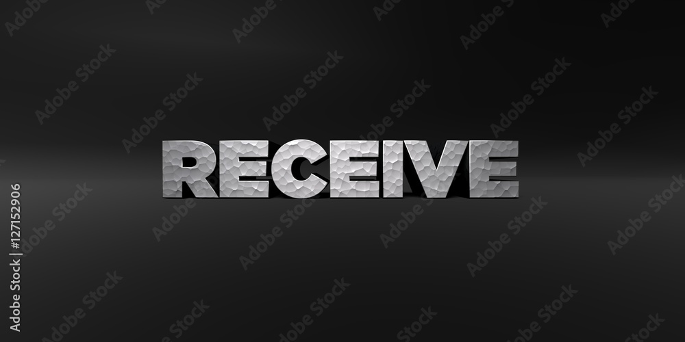 Fototapete receive - hammered metal finish text on black studio - 3d rendered royalty free stock photo. this im