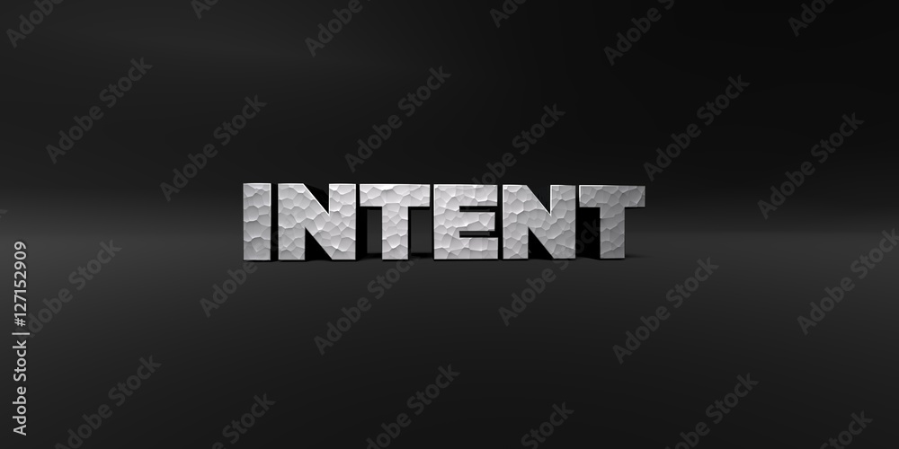 Fototapete intent - hammered metal finish text on black studio - 3d rendered royalty free stock photo. this ima