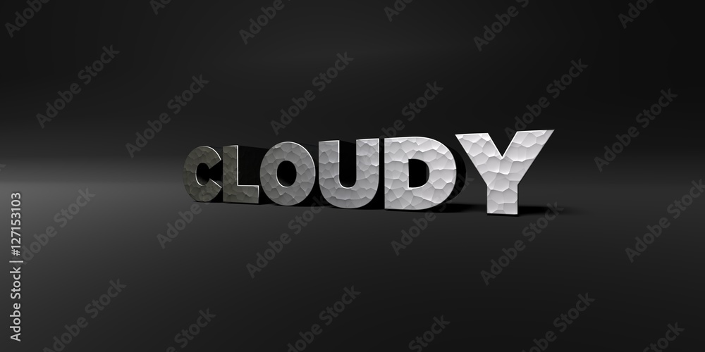 Fototapete cloudy - hammered metal finish text on black studio - 3d rendered royalty free stock photo. this ima