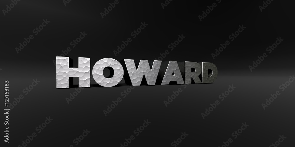 Fototapete howard - hammered metal finish text on black studio - 3d rendered royalty free stock photo. this ima
