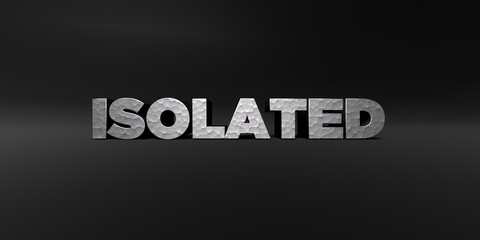 ISOLATED - hammered metal finish text on black studio - 3D rendered royalty free stock photo. This image can be used for an online website banner ad or a print postcard.
