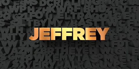 Jeffrey - Gold text on black background - 3D rendered royalty free stock picture. This image can be used for an online website banner ad or a print postcard.