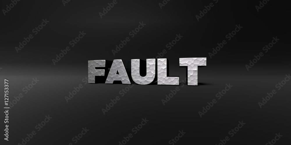 Fototapete fault - hammered metal finish text on black studio - 3d rendered royalty free stock photo. this imag