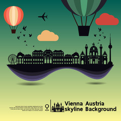 Vienna, Austrias, skyline background and  travel destination, vector Illustration