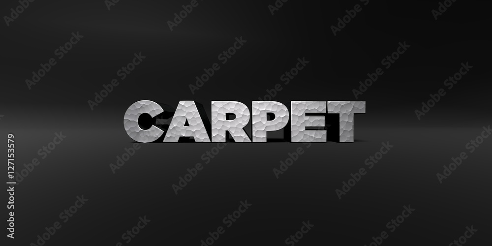 Fototapete carpet - hammered metal finish text on black studio - 3d rendered royalty free stock photo. this ima