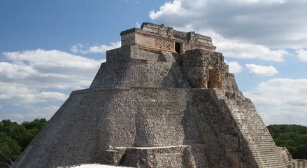 Pyramid of Magician in the old city of Uxmal, Mexico