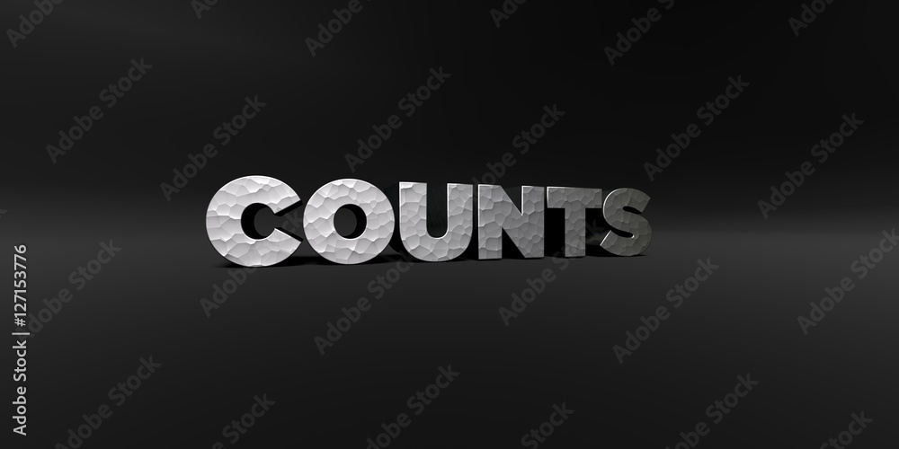 Fototapete counts - hammered metal finish text on black studio - 3d rendered royalty free stock photo. this ima