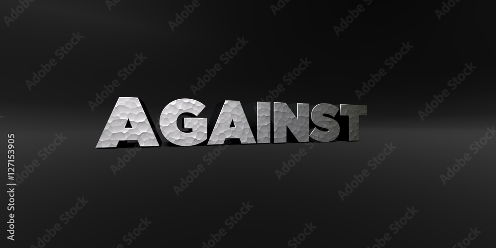 Fototapete against - hammered metal finish text on black studio - 3d rendered royalty free stock photo. this im