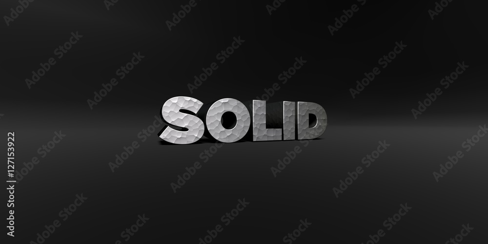 Fototapete solid - hammered metal finish text on black studio - 3d rendered royalty free stock photo. this imag