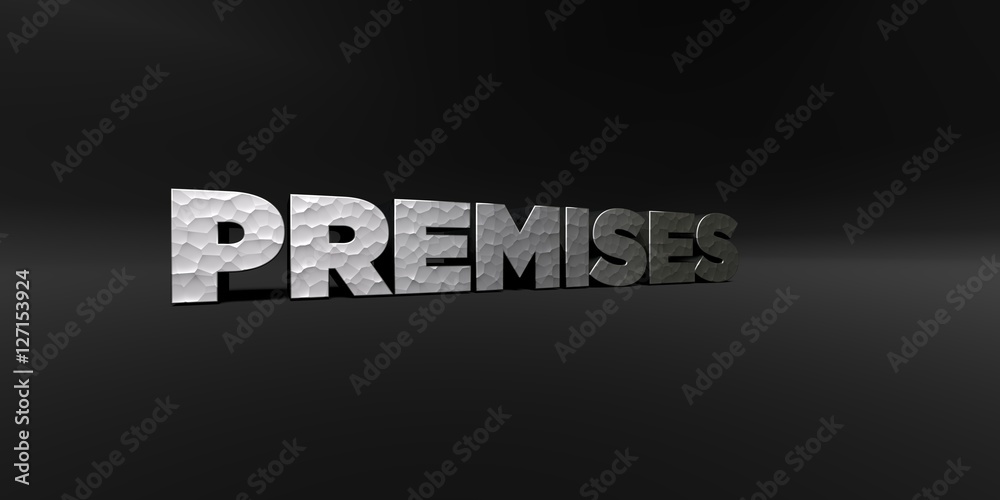 Fototapete premises - hammered metal finish text on black studio - 3d rendered royalty free stock photo. this i