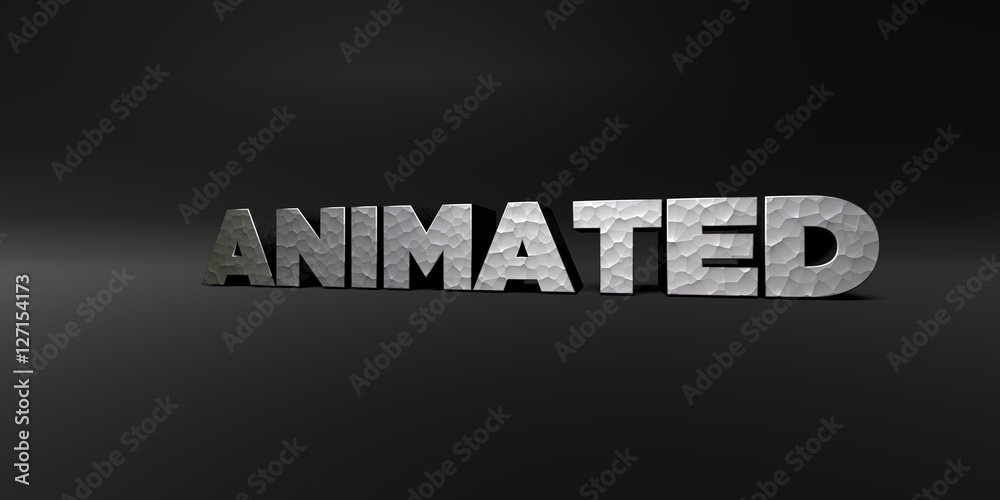 Fototapete animated - hammered metal finish text on black studio - 3d rendered royalty free stock photo. this i