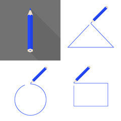 Set a framework with pencil. Round, square and triangular frame.