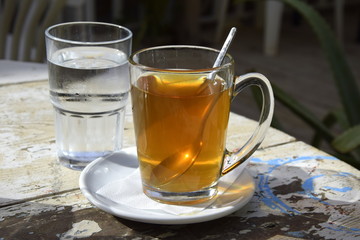 Glass of tea and water