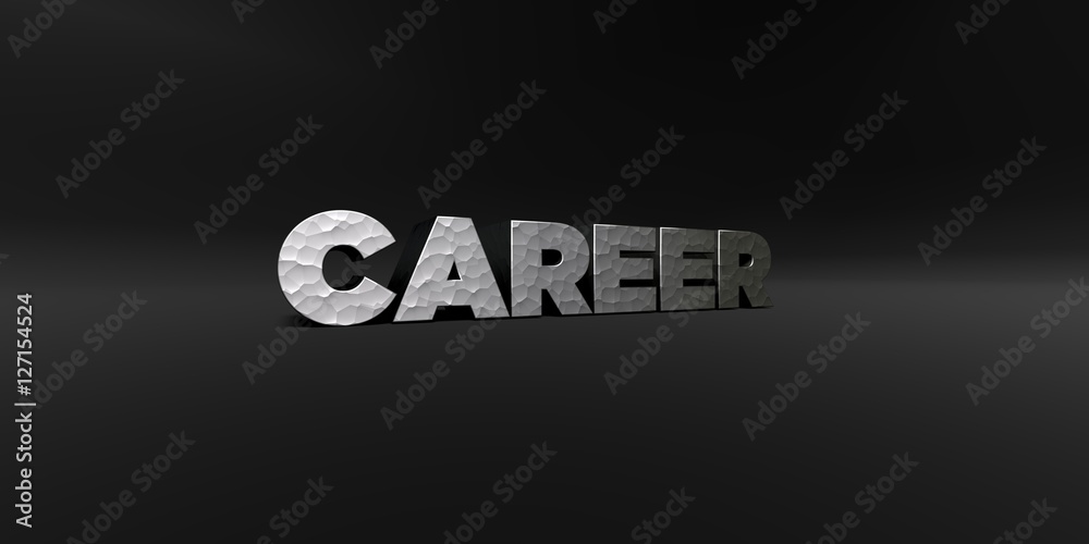 Fototapete career - hammered metal finish text on black studio - 3d rendered royalty free stock photo. this ima