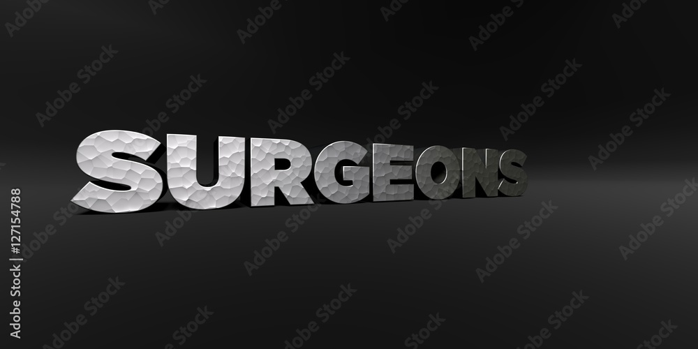 Fototapete surgeons - hammered metal finish text on black studio - 3d rendered royalty free stock photo. this i