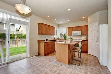 Classic style kitchen interior with tile flooring