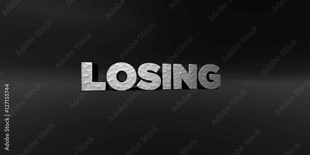 Fototapete losing - hammered metal finish text on black studio - 3d rendered royalty free stock photo. this ima