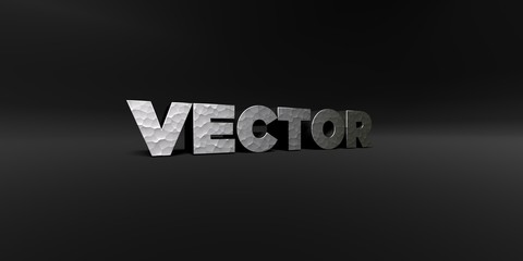 VECTOR - hammered metal finish text on black studio - 3D rendered royalty free stock photo. This image can be used for an online website banner ad or a print postcard.