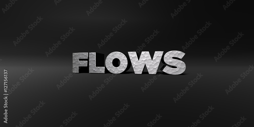 Fototapete flows - hammered metal finish text on black studio - 3d rendered royalty free stock photo. this imag