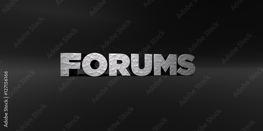 Fototapete forums - hammered metal finish text on black studio - 3d rendered royalty free stock photo. this ima