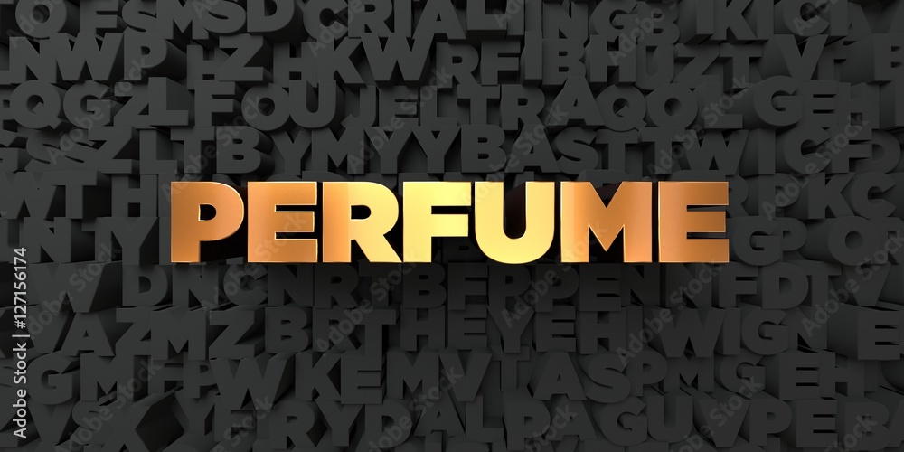 Fototapete perfume - gold text on black background - 3d rendered royalty free stock picture. this image can be 