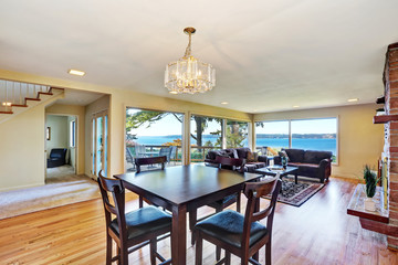 Interior of nicely furnished living and dining room