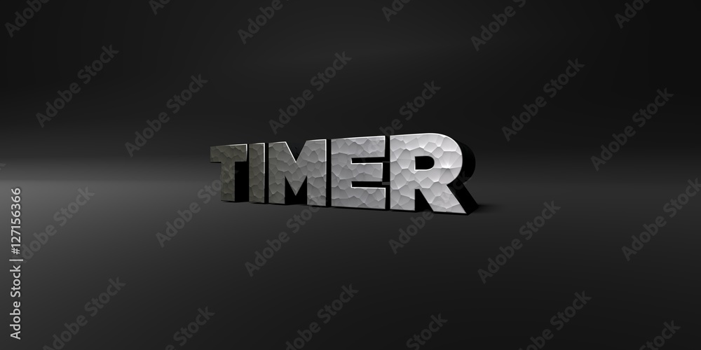 Fototapete timer - hammered metal finish text on black studio - 3d rendered royalty free stock photo. this imag