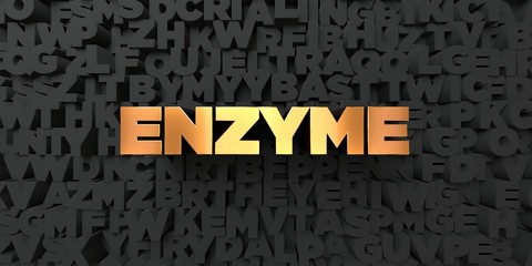 Enzyme - Gold text on black background - 3D rendered royalty free stock picture. This image can be used for an online website banner ad or a print postcard.