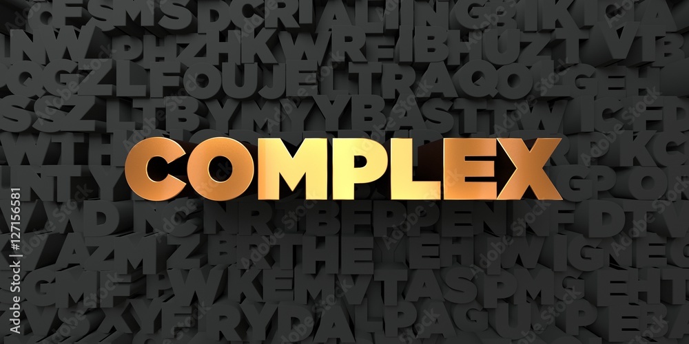 Fototapete complex - gold text on black background - 3d rendered royalty free stock picture. this image can be 