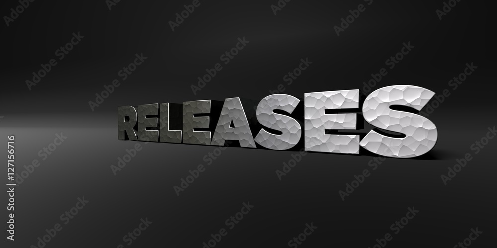 Fototapete releases - hammered metal finish text on black studio - 3d rendered royalty free stock photo. this i
